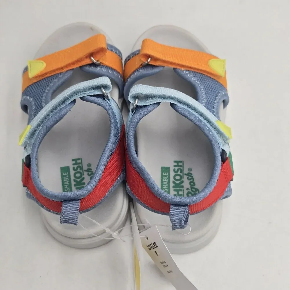 OshKosh B'Gosh Toddler Boy Hook & Loop Strap Sandal Meadow Size 8 MultiColor NWT
